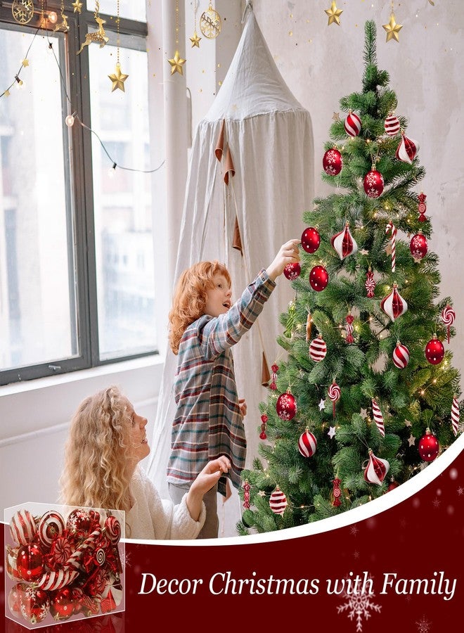 BTU 50Pcs Christmas Candy Cane Ornament Lollipop Ornaments for Christmas Tree Decorations,Red and White, 12 Style Assorted Shapes with Hanging String for Xmas New Year Holiday Festival Home Party Decor - Image 5